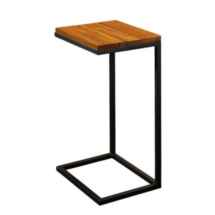 Mesa de Apoio Lateral Para Sofá Industrial – Madeira/Preto